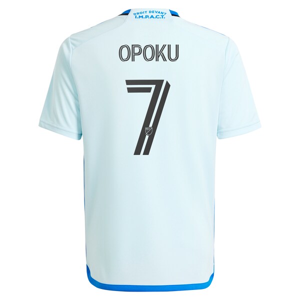 Kwadwo Opoku CF Montreal adidas Youth 2024 La Main Replica Player Jersey – Light Blue