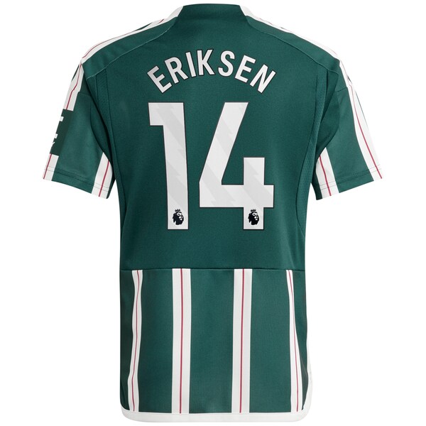 Christian Eriksen Manchester United adidas Youth 2023/24 Away Replica Player Jersey - Green/White