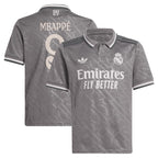 Kylian Mbappé Los Merengues adidas Originals Youth 2024/25 Third Replica Player Jersey - Charcoal