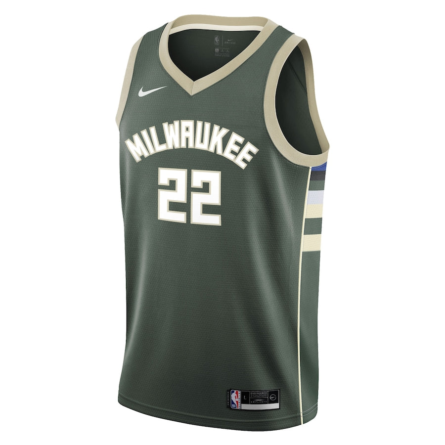 Khris Middleton Milwaukee Bucks Nike Youth 2021/22 Swingman Jersey - Icon Edition - Hunter Green