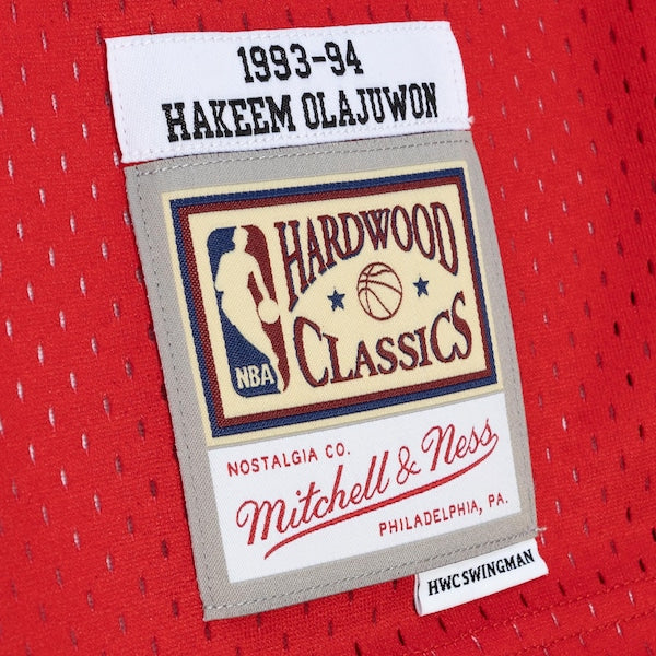 Hakeem Olajuwon Houston Rockets Hardwood Classics 1993/94 Split Swingman Jersey - Navy/Red