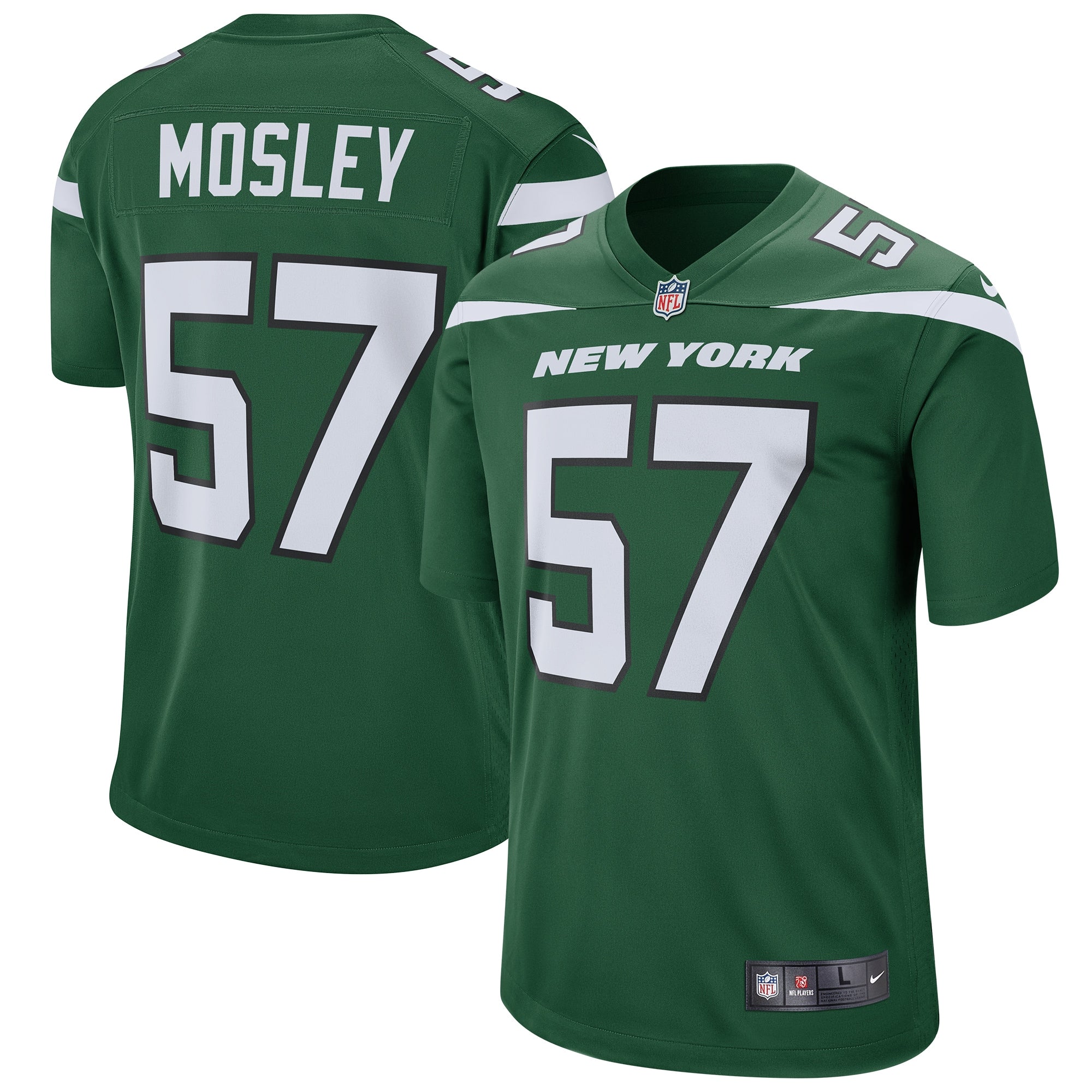 C.J. Mosley New York Jets Nike Legacy Player Game Jersey - White/Kelly Green