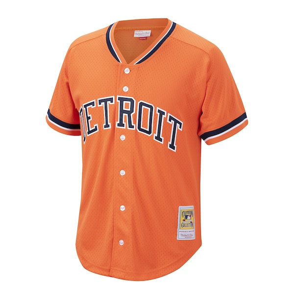 Kirk Gibson Detroit Tigers  Cooperstown Collection Mesh Batting Practice Button-Up Jersey  - Orange