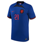 Frenkie de Jong Netherlands National Team Nike 2022/23 Away Breathe Stadium Replica Player Jersey - Blue