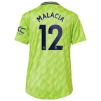 Tyrell Malacia Manchester United adidas Women's 2022/23 Third Replica Player Jersey - Neon Green
