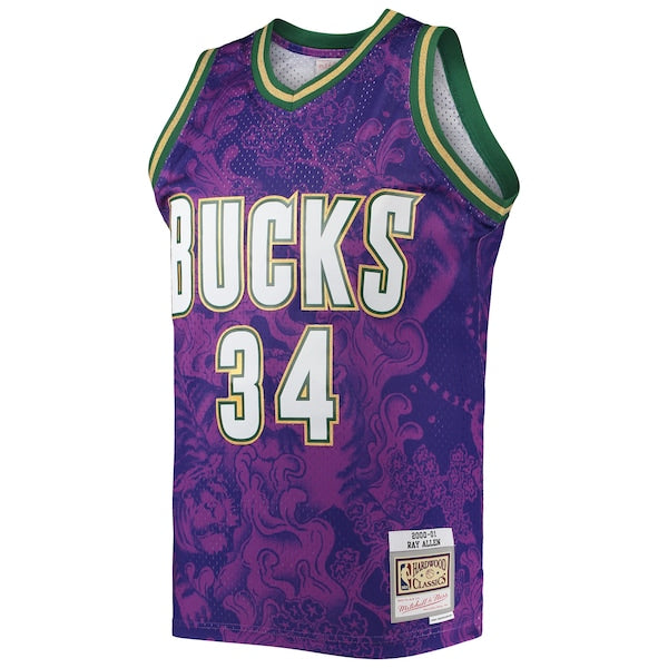 Ray Allen Milwaukee Bucks Hardwood Classics 2000/01 Lunar New Year Swingman Jersey - Purple