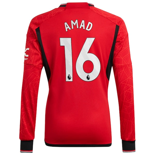 Amad Diallo Manchester United adidas Long Sleeve Replica Player Jersey – Red