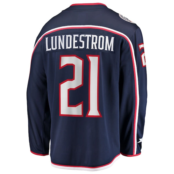 Isac Lundestrom Columbus Blue Jackets  Home Breakaway Jersey - Navy