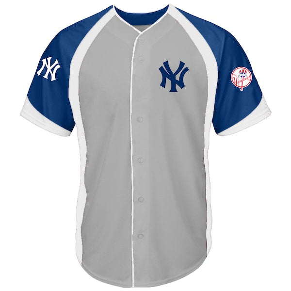 Boston Red Sox Big & Tall Colorblock Full-Snap Jersey -Gray/Navy