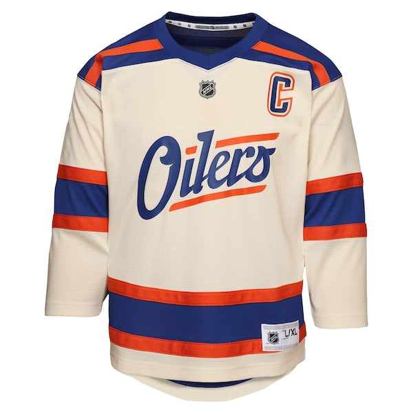 Connor McDavid Edmonton Oilers Youth Alternate Replica Player Jersey - Light Beige/Royal