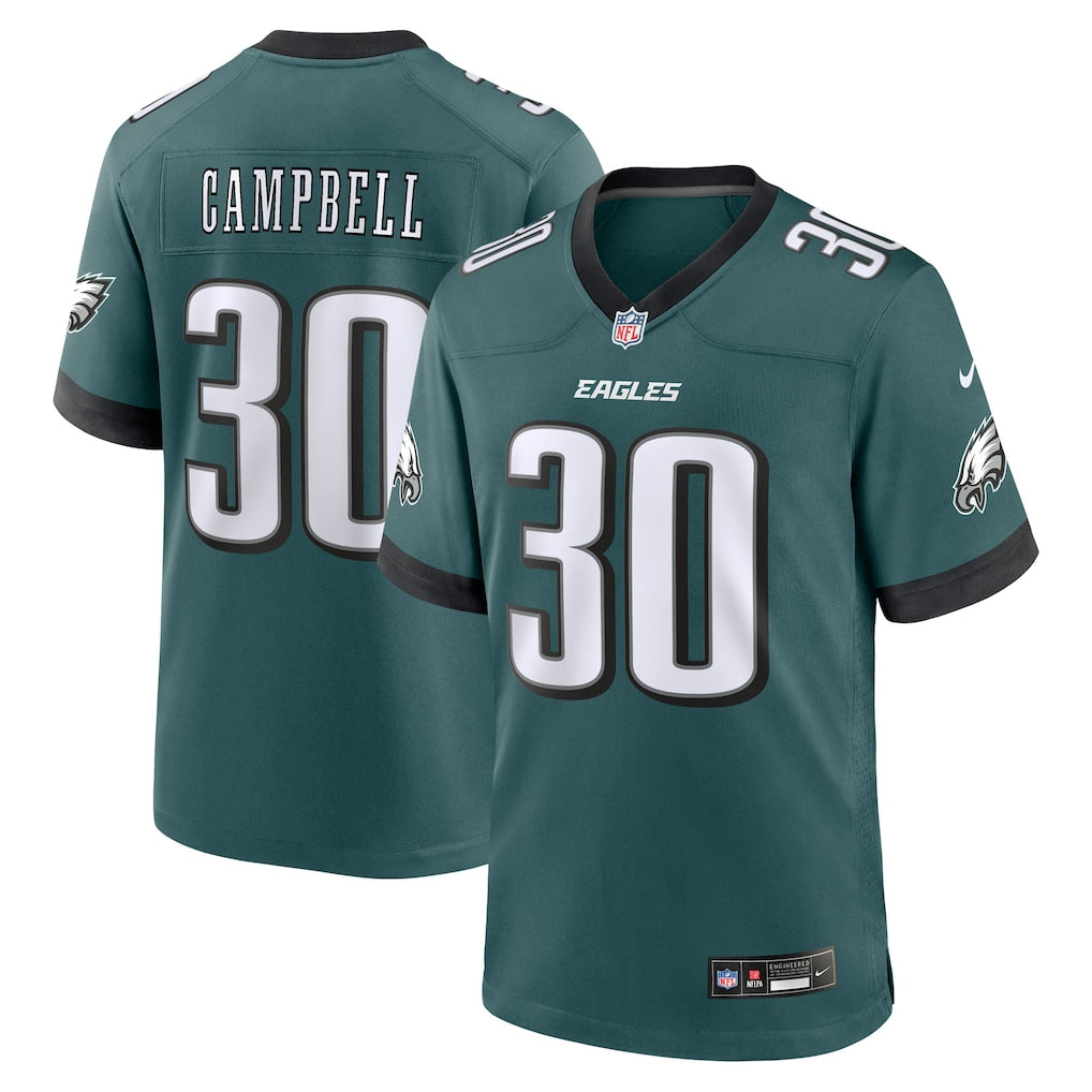 Jihaad Campbell Philadelphia Eagles Nike 2025 NFL Draft First Round Pick No. 32 Game Jersey - Midnight Green