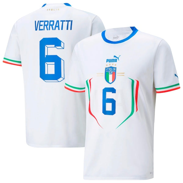 Marco Verratti Italy National Team Puma Youth 2022/23 Away Replica Player Jersey - White