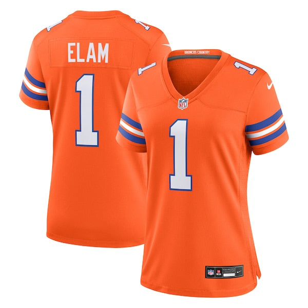 Jason Elam Denver Broncos Nike Women's Mile High Collection 1977 Throwback Retired Player Game Jersey - Orange