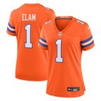 Jason Elam Denver Broncos Nike Women's Mile High Collection 1977 Throwback Retired Player Game Jersey - Orange