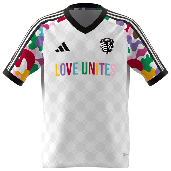 Sporting Kansas City adidas Youth 2024 Pride Pre-Match Top - White