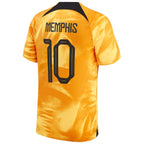 Memphis Depay Netherlands National Team Nike 2022/23 Home Breathe Stadium Replica Player Jersey - Orange
