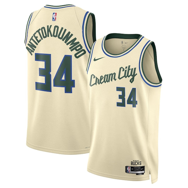 Giannis Antetokounmpo Milwaukee Bucks Nike Unisex 2025/26 Swingman Jersey - Cream - City Edition