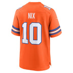 Bo Nix Denver Broncos Nike Mile High Collection 1977 Throwback Player Game Jersey - Orange