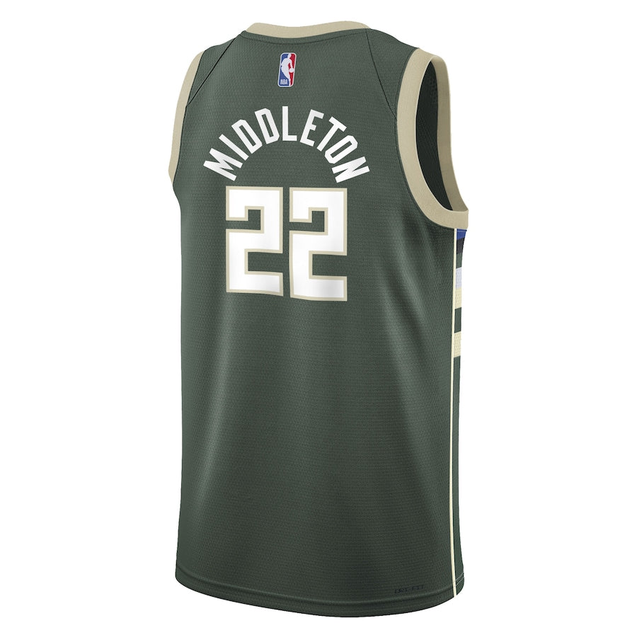 Khris Middleton Milwaukee Bucks Nike Youth 2021/22 Swingman Jersey - Icon Edition - Hunter Green