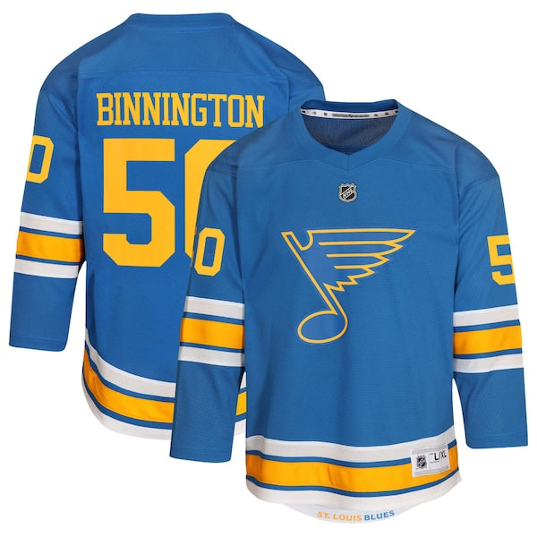 Jordan Binnington St. Louis Blues Outerstuff Youth Home Replica Player Jersey - Blue