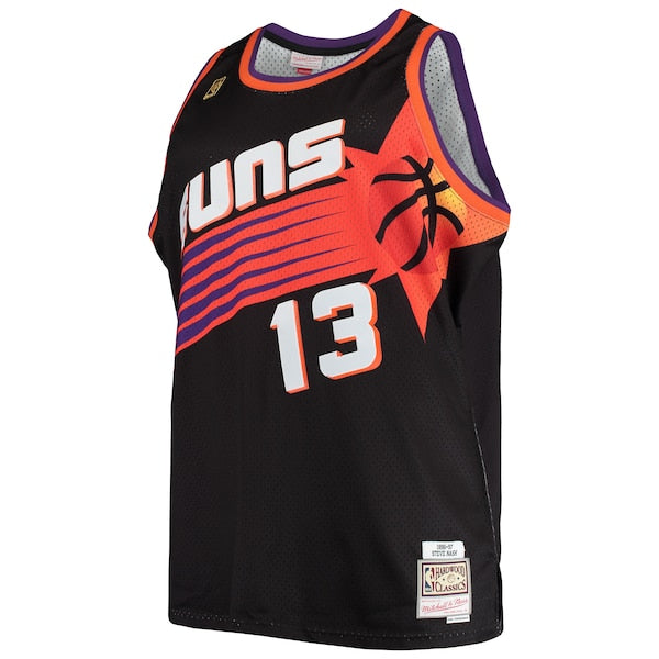 Steve Nash Phoenix Suns 1996/97 Big & Tall Hardwood Classics Swingman Jersey - Black/White