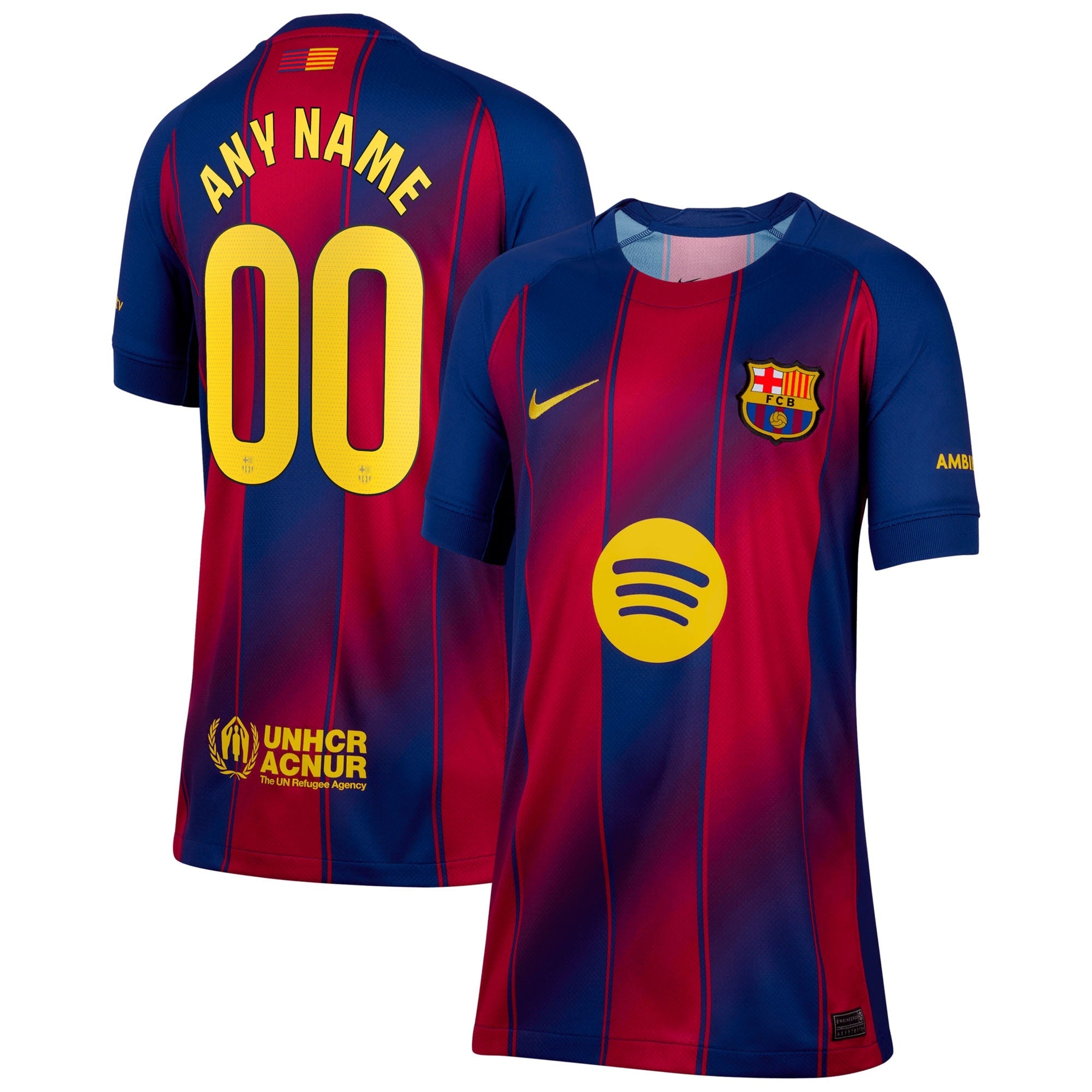 Barcelona Nike Youth 2025/26 Away Stadium Replica Custom Jersey - Gold/Blue