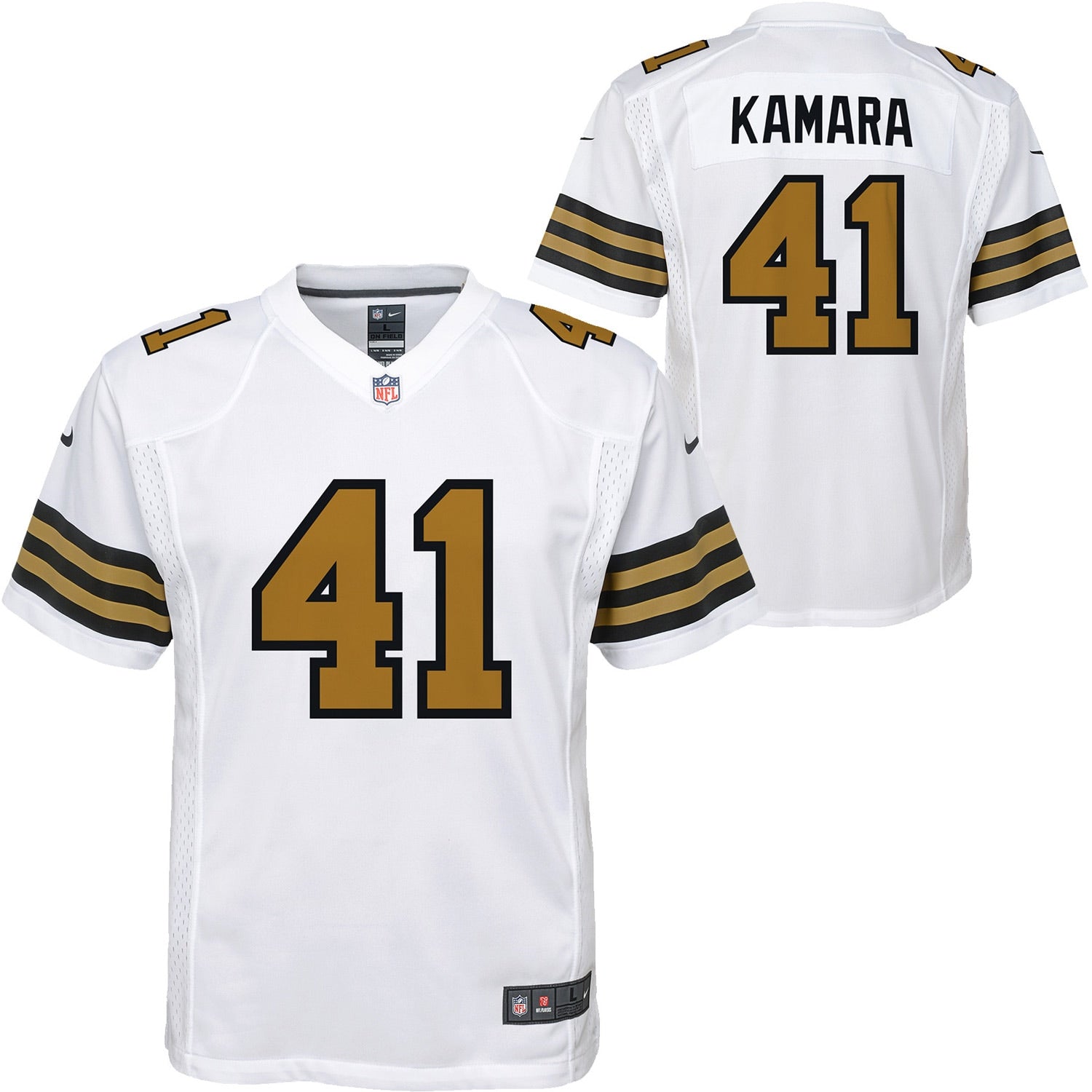 Alvin Kamara New Orleans Saints Nike Youth Gameday Golds Alternate Game Player Jersey - Gold/Black/White