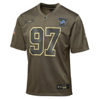 Aidan Hutchinson Detroit Lions Nike Youth 2025 Salute to Service Game Jersey - Olive