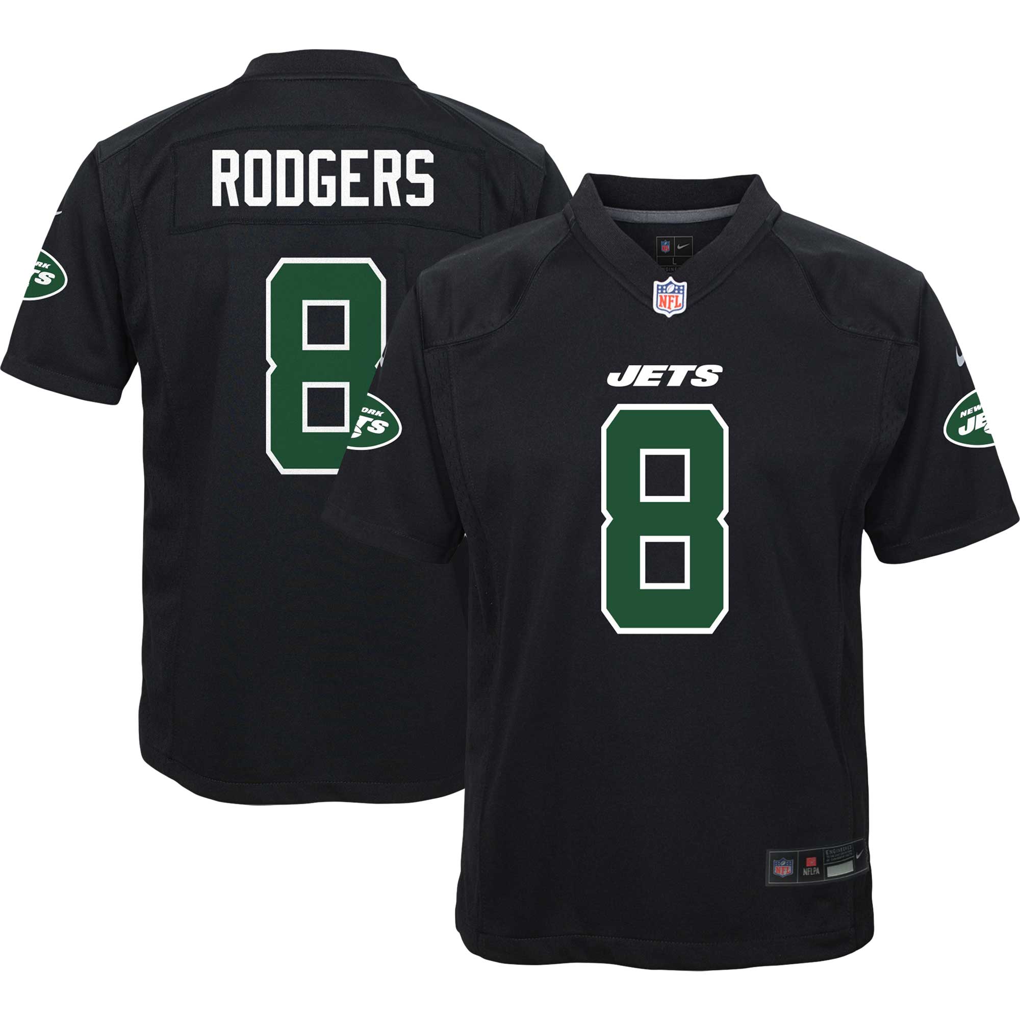 Aaron Rodgers New York Jets Nike Youth Game Jersey - Gotham Green/Black/White