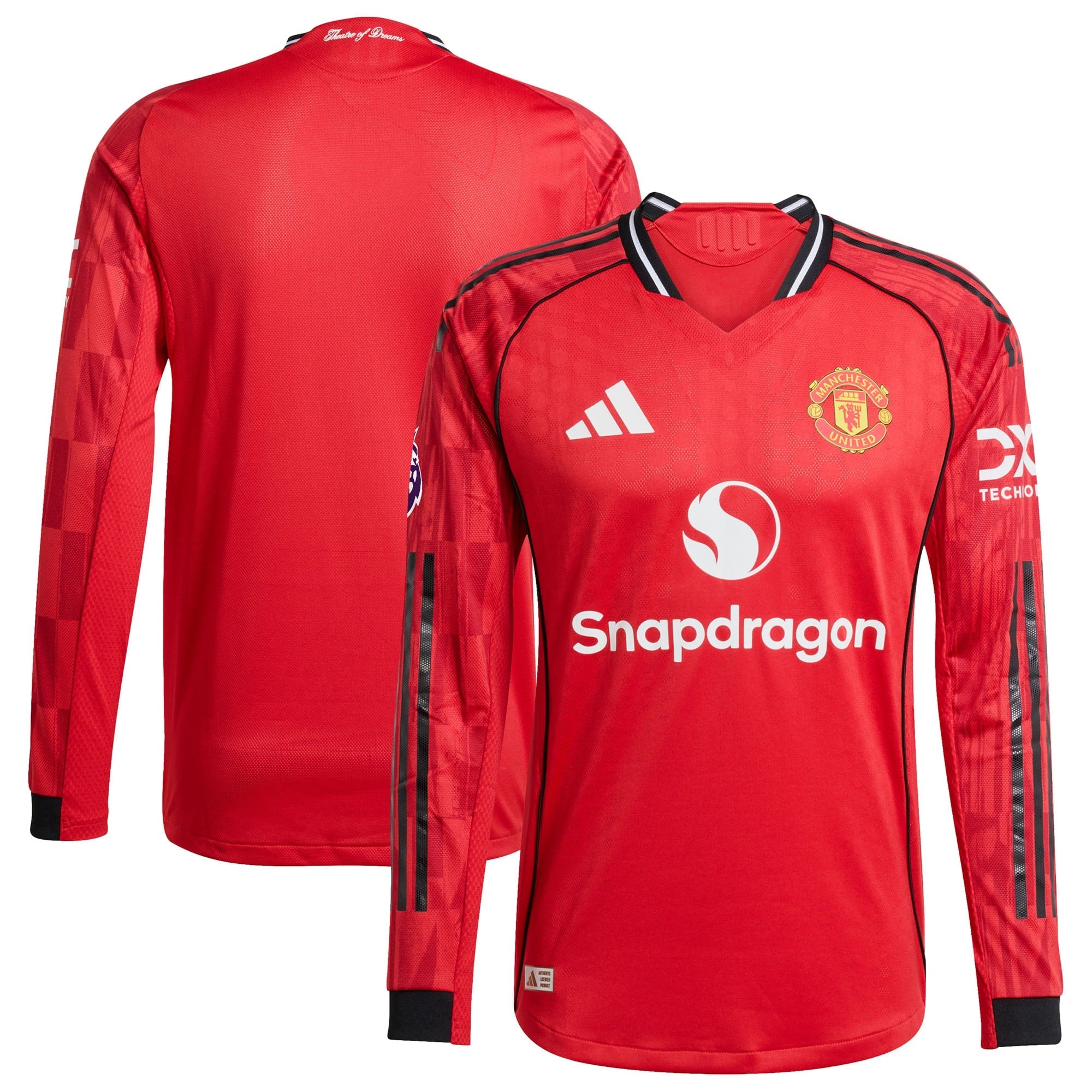 Manchester United adidas 2025/26 Third Authentic Long Sleeve Jersey - Black/Red/White