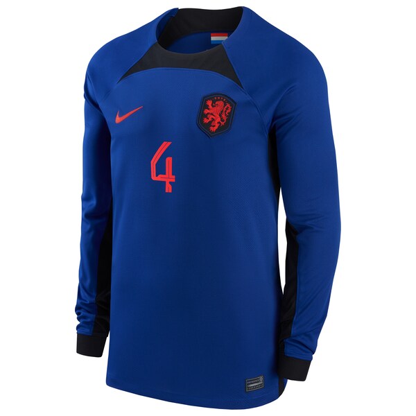 Virgil Van Dijk Netherlands National Team Nike 2022/23 Away Breathe Stadium Replica Player Long Sleeve Jersey - Blue