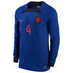 Virgil Van Dijk Netherlands National Team Nike 2022/23 Away Breathe Stadium Replica Player Long Sleeve Jersey - Blue