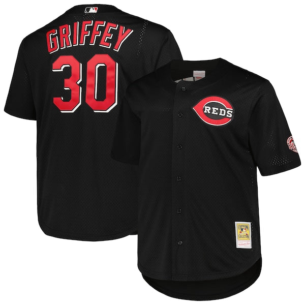 Ken Griffey Jr. Cincinnati Reds Big & Tall Cooperstown Collection Batting Practice Replica Jersey - Black