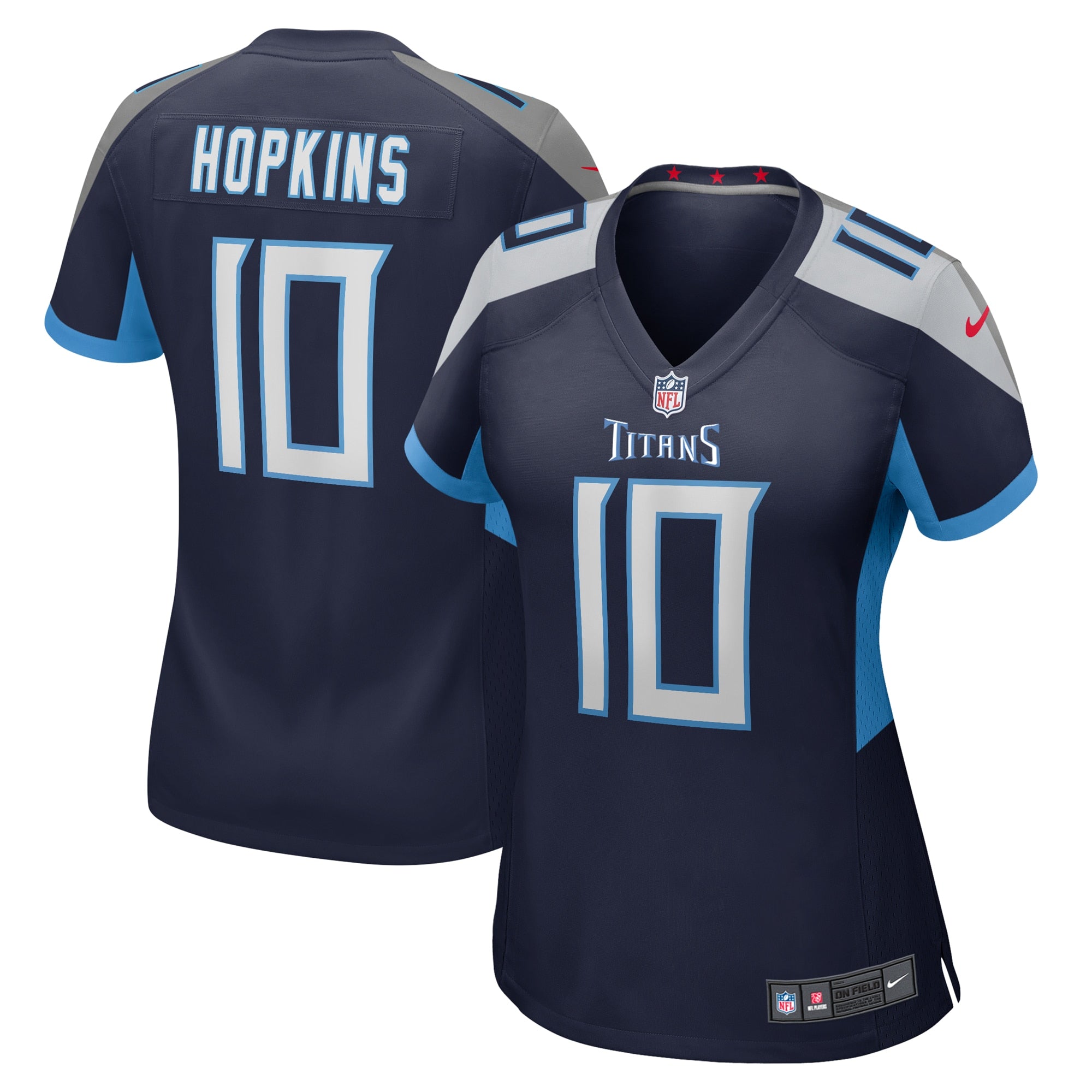 DeAndre Hopkins Tennessee Titans Nike Women's Oilers Throwback Player Game Jersey - Light Blue/Navy