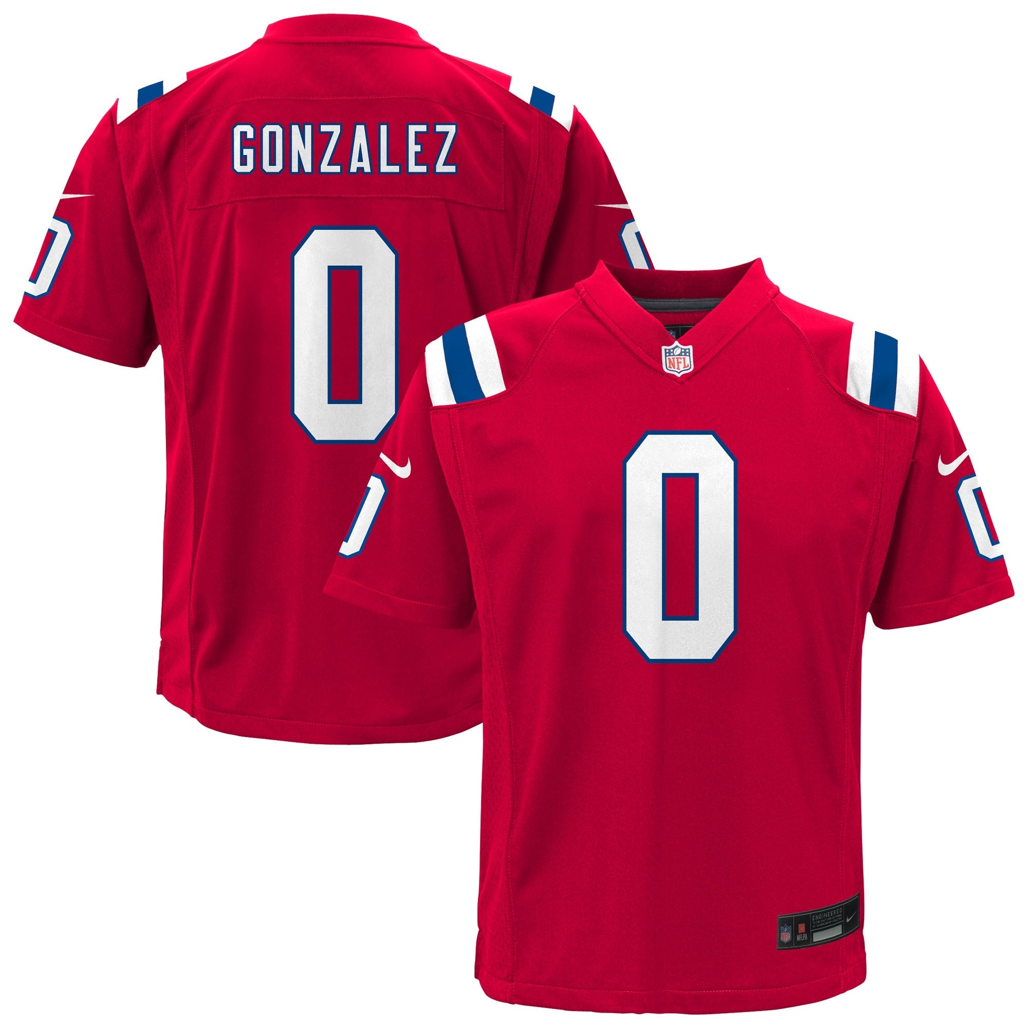 Christian Gonzalez New England Patriots Nike Youth Game Jersey - Navy/Red