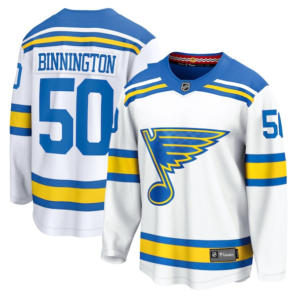 Jordan Binnington St. Louis Blues  Away Breakaway Player Jersey - White/Royal/Blue