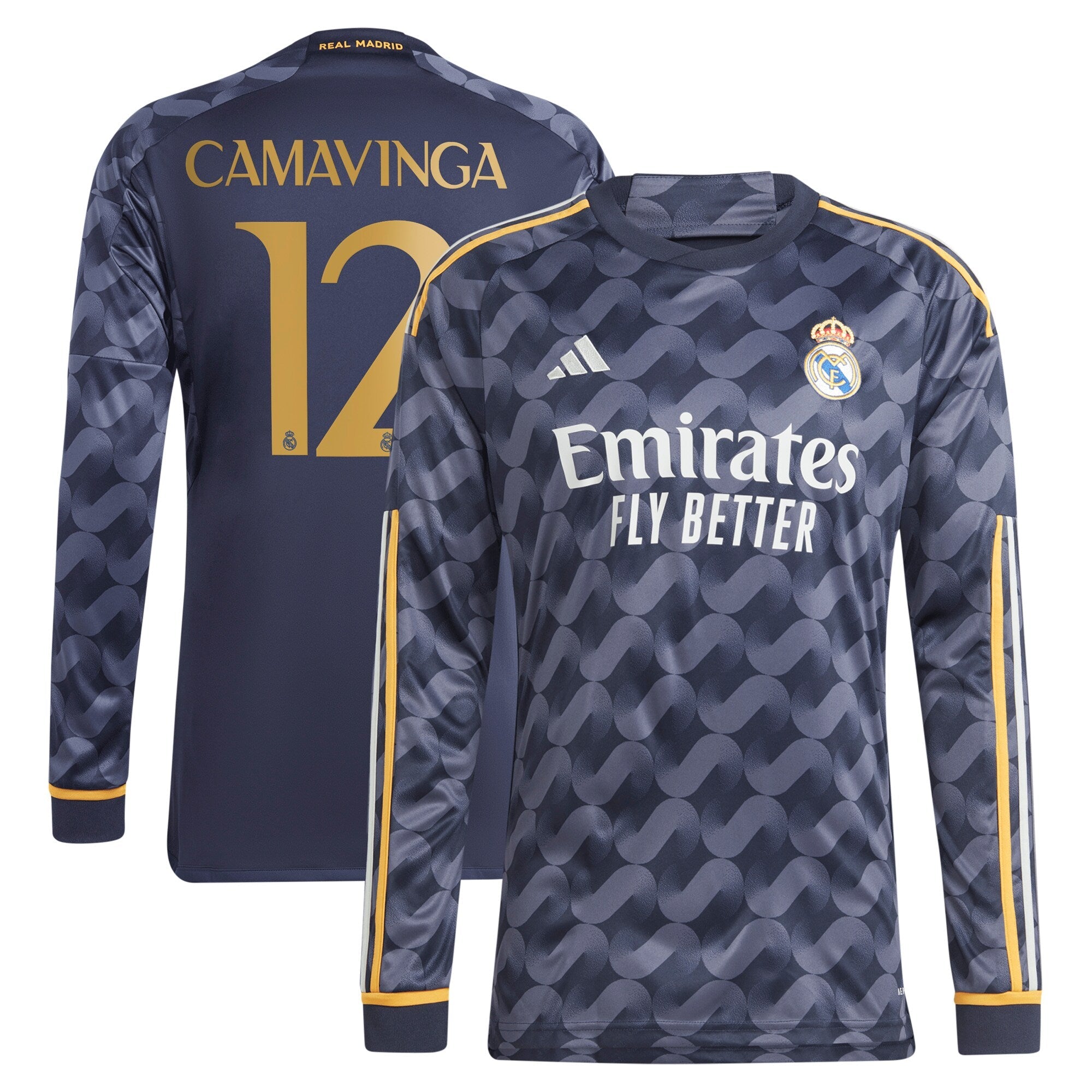 Eduardo Camavinga Los Merengues adidas 2023/24 Home Replica Long Sleeve Jersey - White/Navy