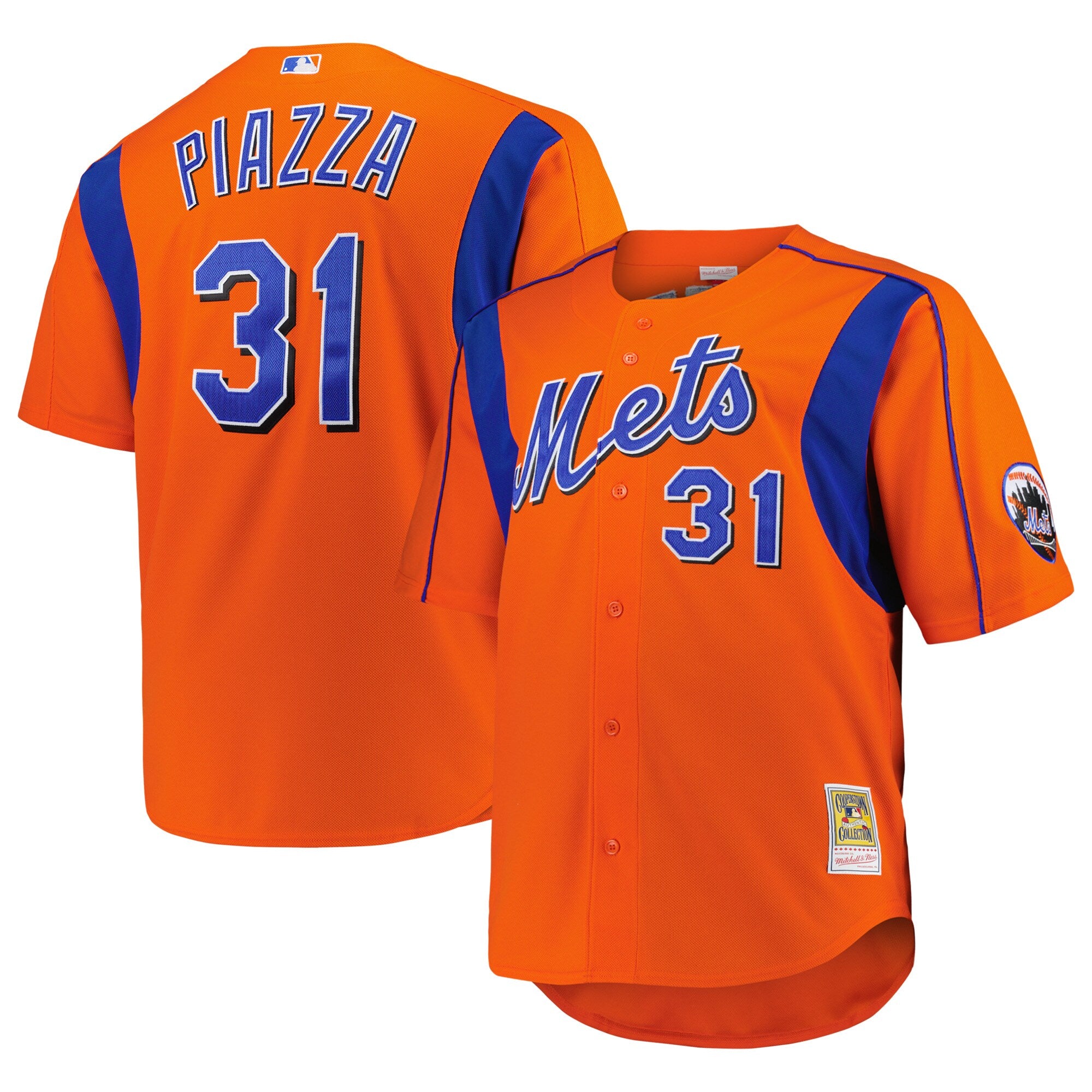 Mike Piazza New York Mets  Big & Tall Cooperstown Collection Mesh Batting Practice Jersey - Royal/Orange