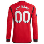 Manchester United adidas 2023/24 Home Authentic Custom Long Sleeve Jersey - Red