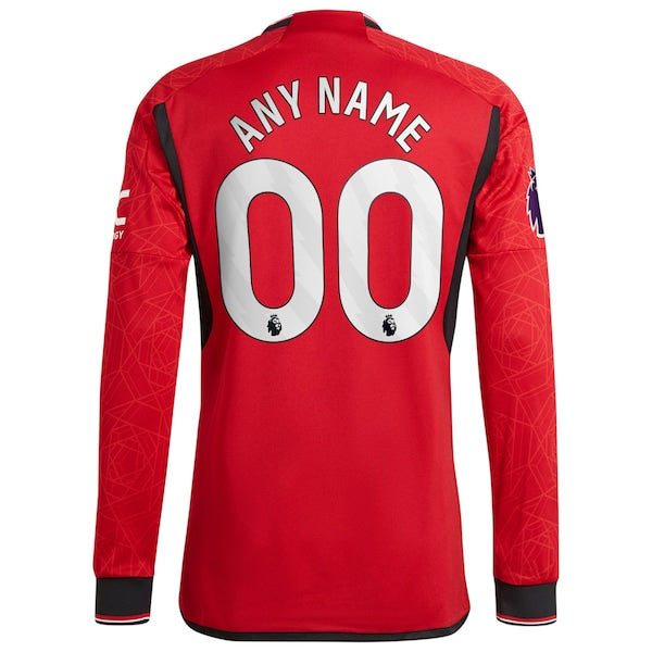 Manchester United adidas 2023/24 Home Authentic Custom Long Sleeve Jersey - Red