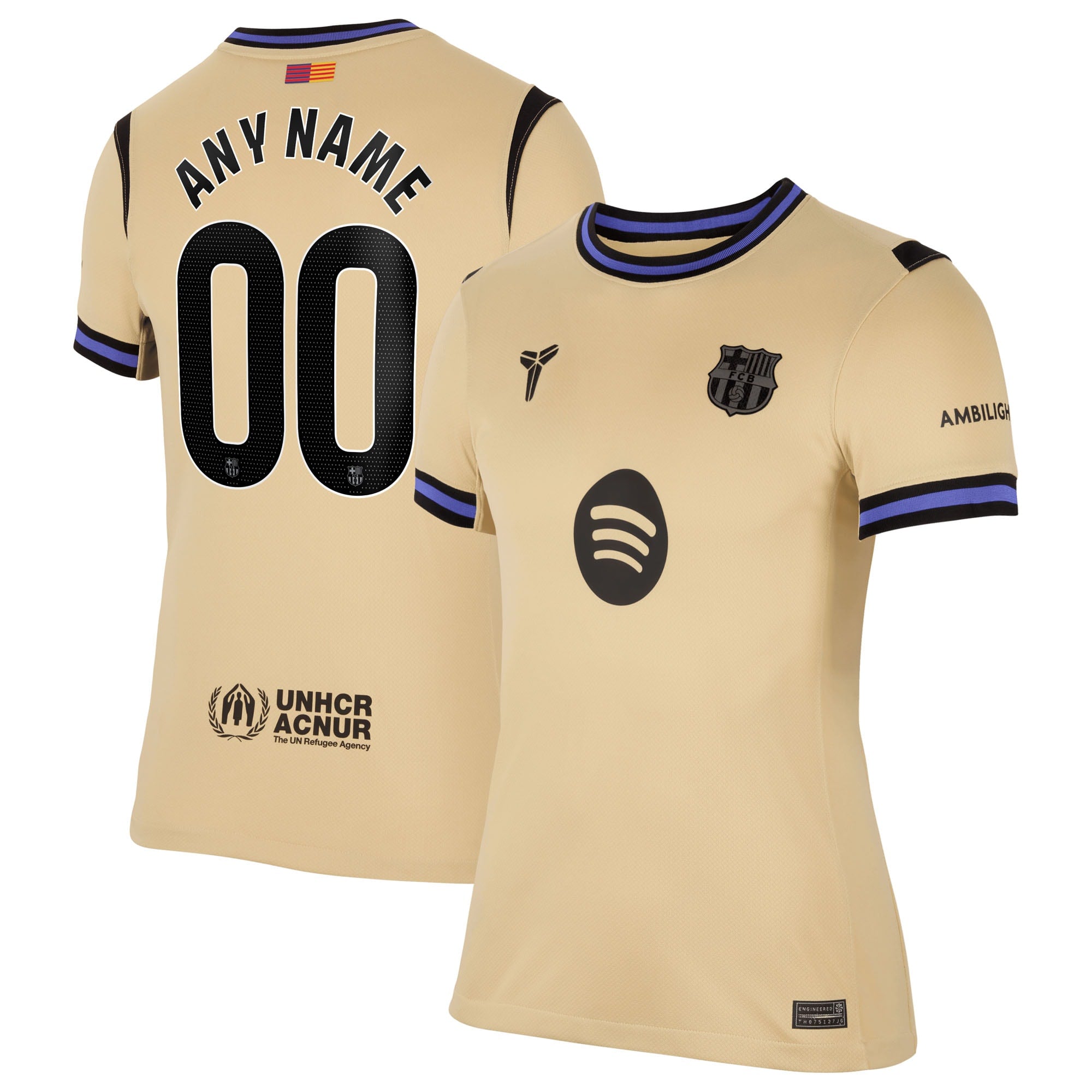 Barcelona Nike Women's 2025/26 Third Replica Custom Jersey - Orange/Gold/Blue
