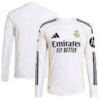 Los Merengues adidas 2025/26 Home Authentic Long Sleeve Jersey - White/Blue