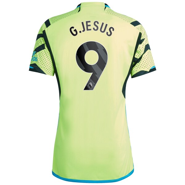 Gabriel Jesus Arsenal adidas 2023/24 Away Replica Player Jersey - Yellow/Green