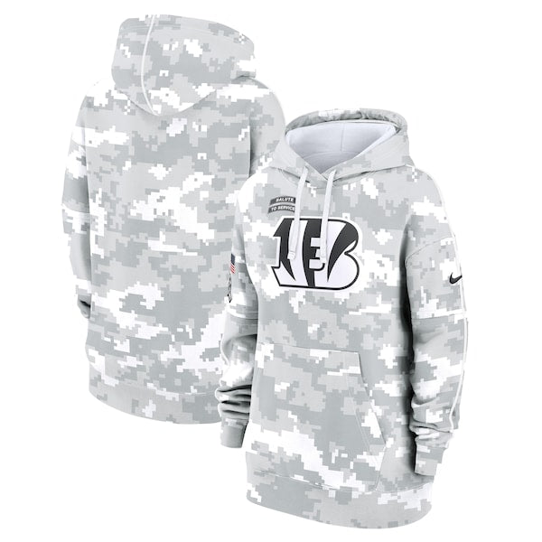 Cincinnati Bengals Nike Women's 2024 Salute To Service Club Fleece Pullover Hoodie - Arctic Camo