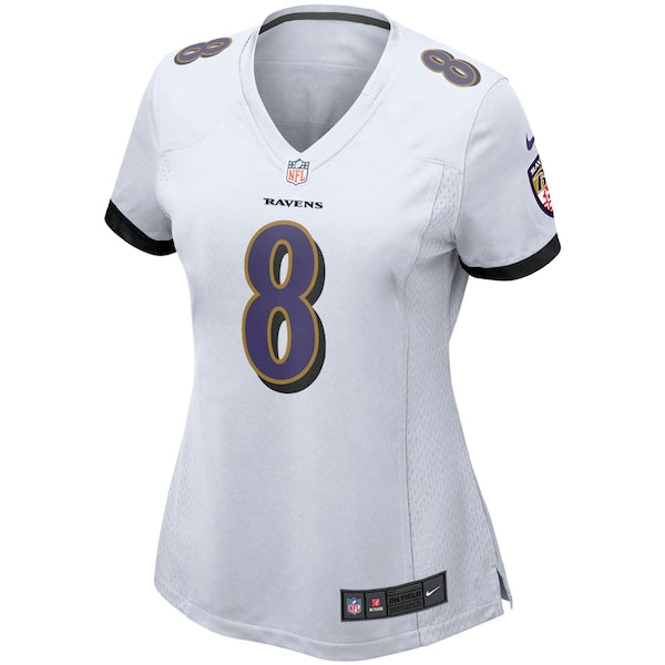 Lamar Jackson Baltimore Ravens Nike Women's Game Jersey - White/Black/Purple