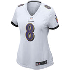 Lamar Jackson Baltimore Ravens Nike Women's Game Jersey - White/Black/Purple