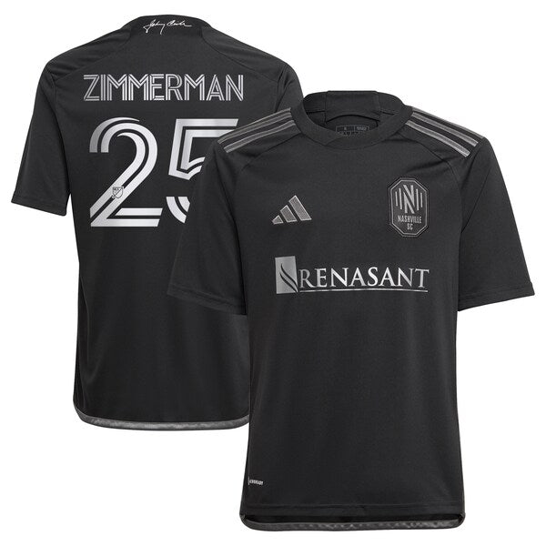 Walker Zimmerman Nashville SC adidas Youth 2024 Man In Black Kit Replica Player Jersey - Black