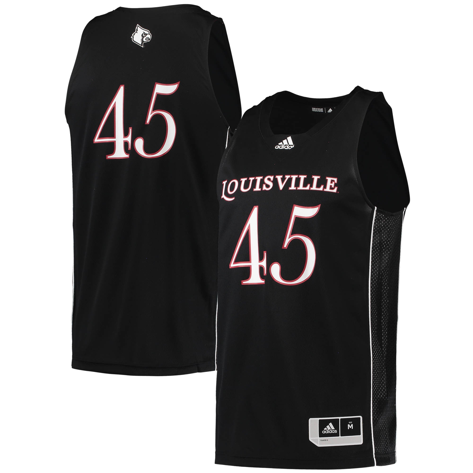 #45 Louisville Cardinals adidas Swingman Basketball Jersey - Red/White/Black
