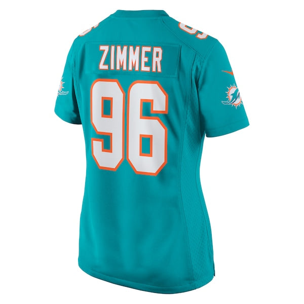Justin Zimmer Miami Dolphins Nike Women's Home Game Player Jersey - Aqua