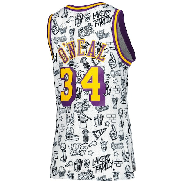 Shaquille O'Neal Los Angeles Lakers Women's 1996 Doodle Swingman Jersey - White